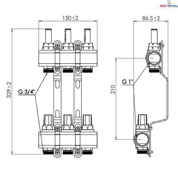 Колектор з витратомірами Thermo Alliance Forte 1" 3 виходи SF001W3 SD00039942 фото