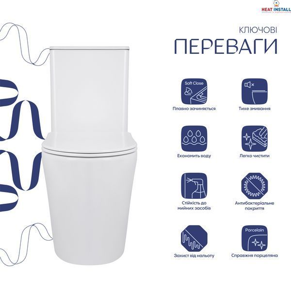 Унітаз-компакт Qtap Scorpio безободковий Ultra Quiet з сидінням Soft-close QT14226088AW SD00050897 фото