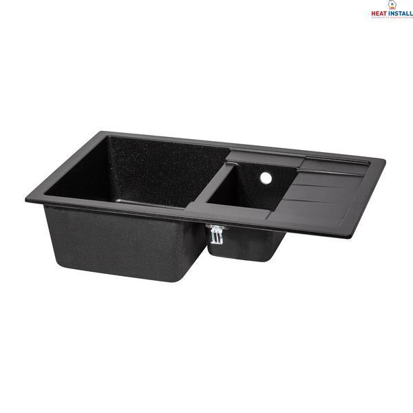 Кухонна мийка з додатковою чашею Lidz 780x495/200 BLA-03 (LIDZBLA03780495200) SD00039786 фото