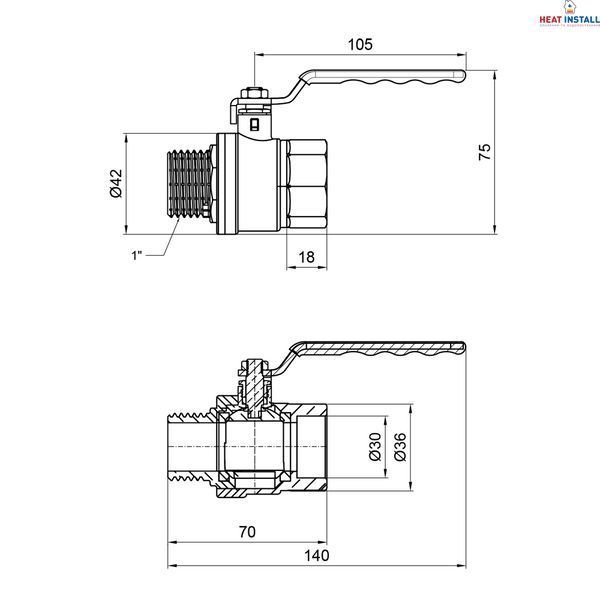Кран кульовий Thermo Alliance Standart 1" ВЗ для газу (важіль) SD605NG25PN40 SD00021351 фото