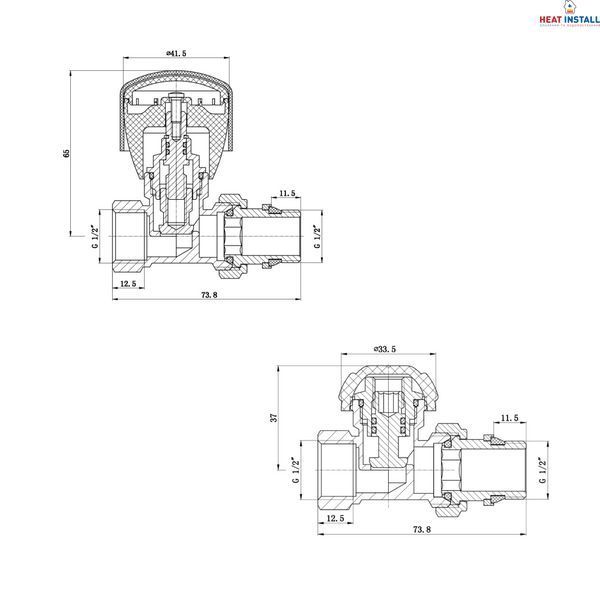 Комплект радіаторних кранів Thermo Alliance Standart 1/2" ВН прямий TAS230W15 SD00053599 фото