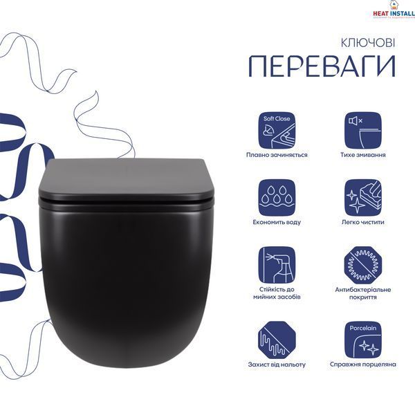 Унітаз підвісний Qtap Gemini безободковий з сидінням Soft-close QT2533076EUQMB SD00051555 фото