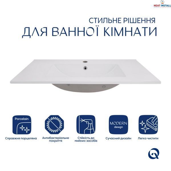 Комплект Albatross: Раковина врізна меблева 820x460x180 мм, White, прямокутна + Донний клапан Pop-up PU02O SD00054599 фото