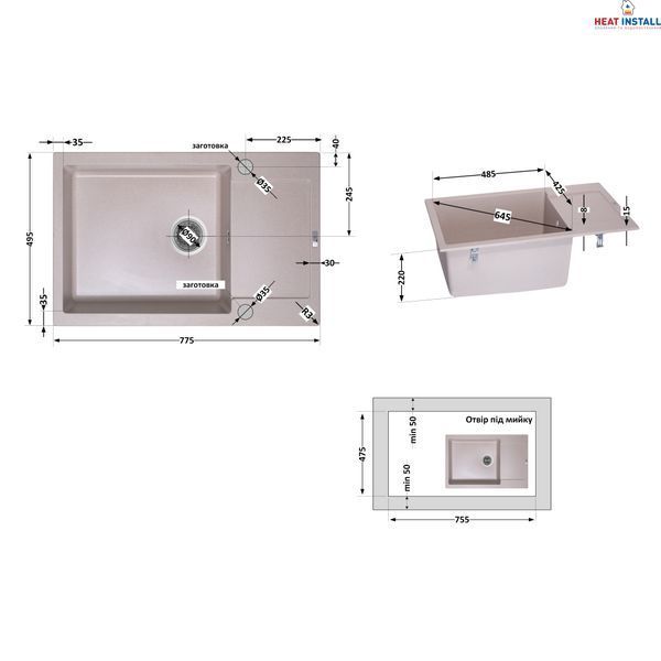 Кухонна мийка Lidz 781x510/200 COL-06 (LIDZCOL06781510200) SD00044538 фото
