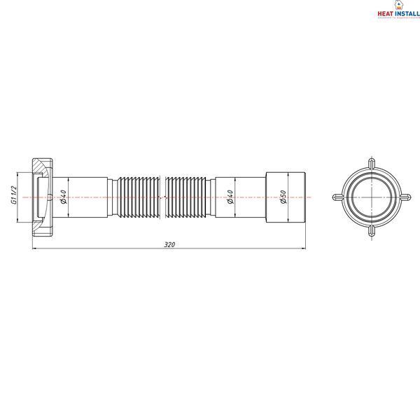 Гнучка труба Lidz (WHI) 60 01 G002 00&nbsp;з накидною гайкою&nbsp;1 1/2"&nbsp;довжина&nbsp;600&nbsp;мм SD00042773 фото
