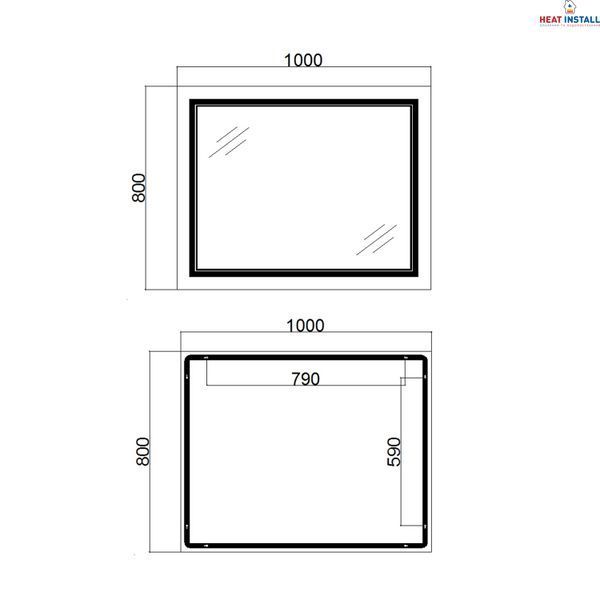 Дзеркало Qtap Cardinal (CA1) 1000х800 з LED-підсвічуванням Touch, з антизапотіванням, з димером, рег. темп. кольору (3000-6500K) QT0478C10080 SD00052327 фото