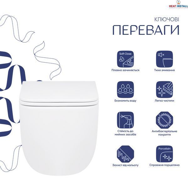 Унітаз підвісний Qtap Gemini безободковий з сидінням Soft-close QT2533076EUQW SD00051554 фото
