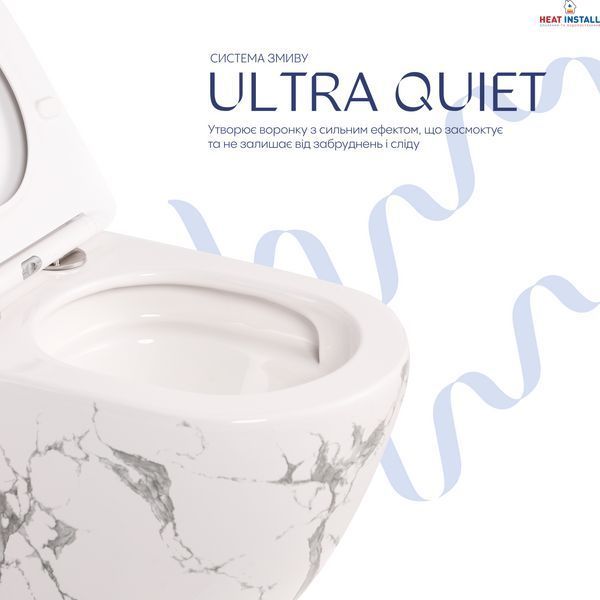 Унітаз підвісний Qtap Robin Ultra Quiet 520&times;365&times;340 мм, Marble, з сидінням Slim Duroplast / Soft-close / Quick Release QTROB26MR48998 SD00055122 фото