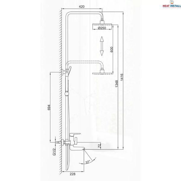 Душова система Frap F2417, вилив, лійка 3-функції 1046105 фото