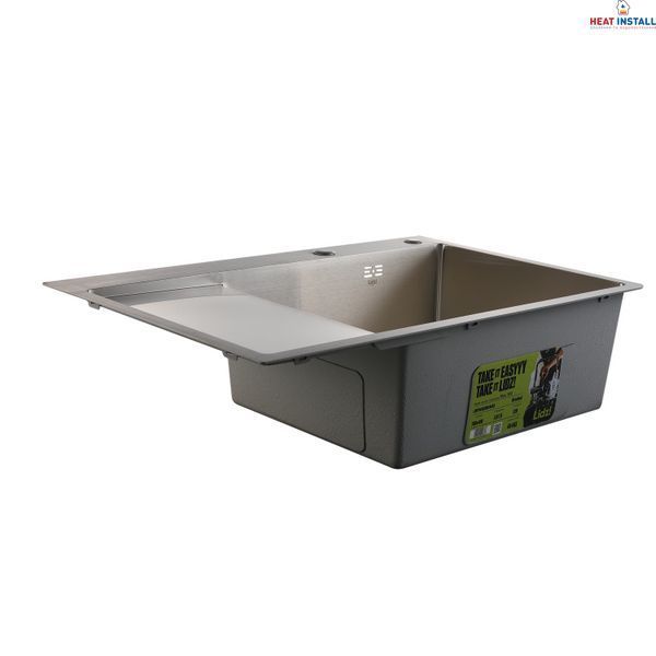 Мийка для кухні інтегрована Lidz Handmade Max 500 H7849L Brushed Steel, 3,0/1,0 мм, крило зліва, збільшена чаша LDH7849LBRU49463 SD00055587 фото