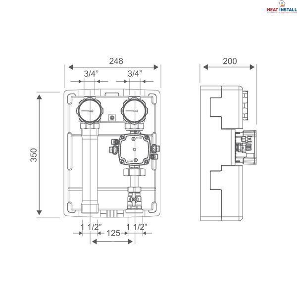 Насосна група Icma 1" 1/2 підключення справа, без насоса №R003 SD00020455 фото