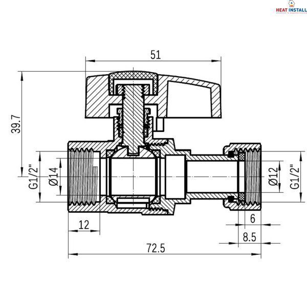 Кран кульовий прямий 1/2"ВВ з накидною гайкою Standart TAS260W15 Thermo Alliance SD00054683 фото
