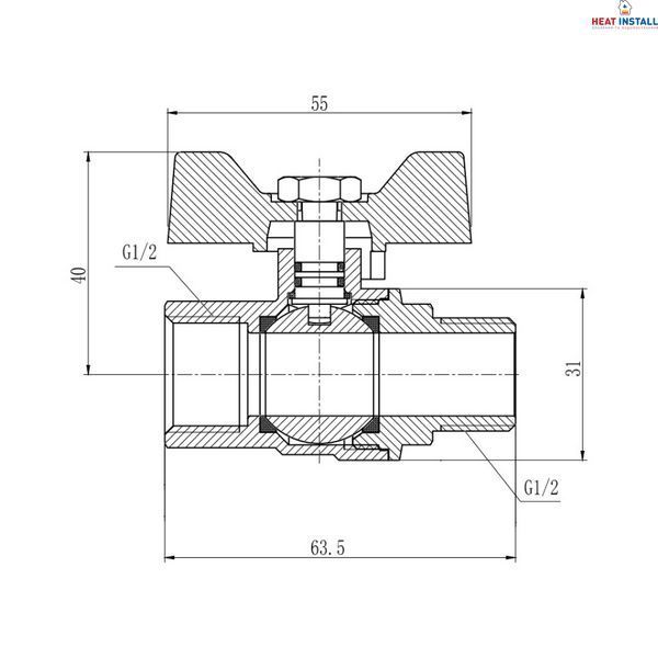 Кран кульовий Thermo Alliance Forte 1/2" ВЗ для газа (метелик) SF607G15 SD00010578 фото