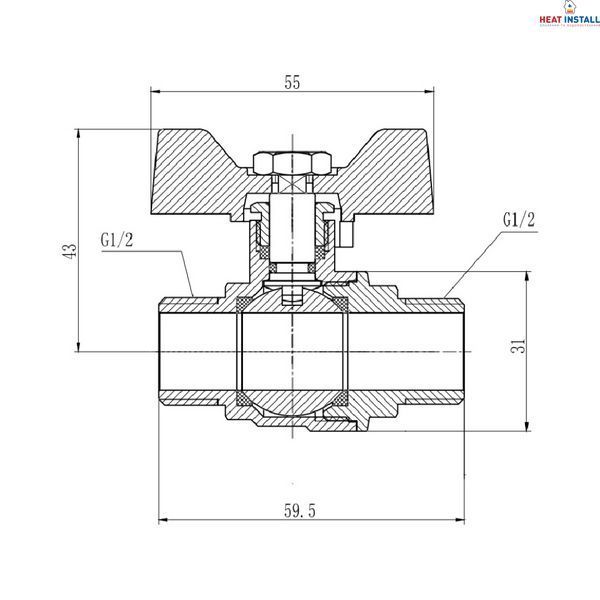Кран кульовий Thermo Alliance Forte 1/2" ЗР для води (метелик) SF606W15 SD00010579 фото