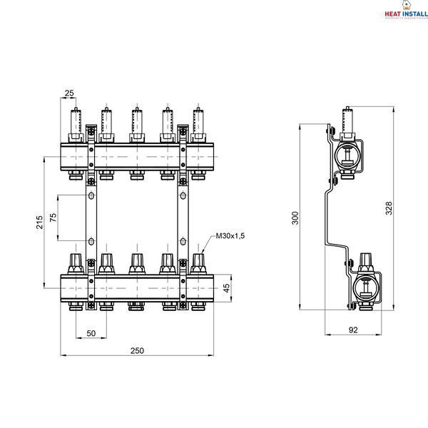 Колектор з витратомірами Thermo Alliance Forte 1" 5 виходів SF001W5 SD00039944 фото