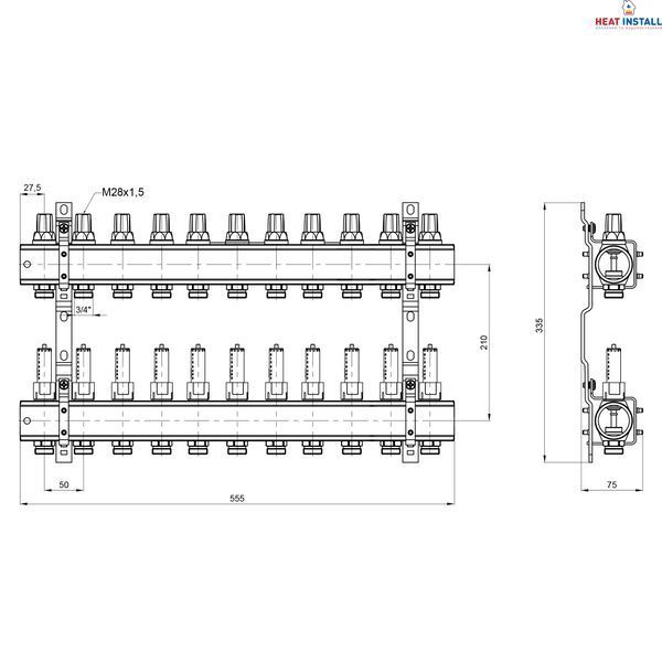 Колектор Icma 1" 11 виходів, з витратомірами №K013 SD00005250 фото