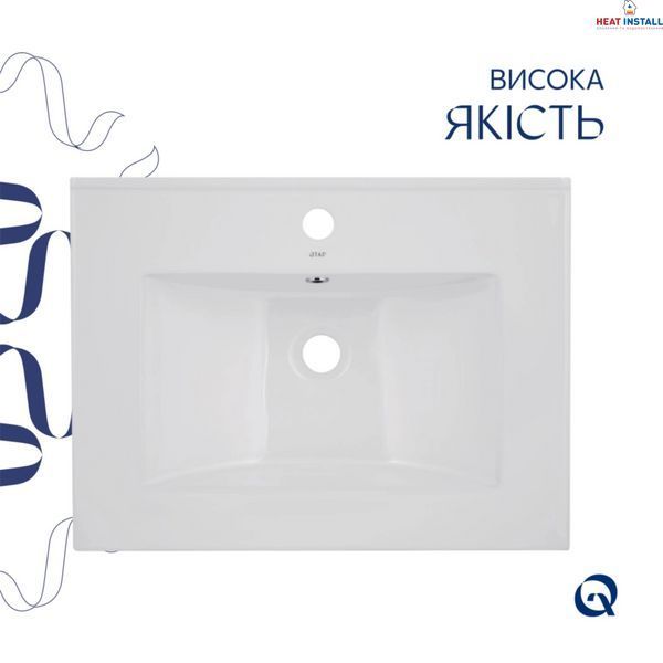 Комплект Albatross: Раковина врізна меблева 620x460x180 мм, White, прямокутна + Донний клапан Pop-up PU02O SD00054597 фото