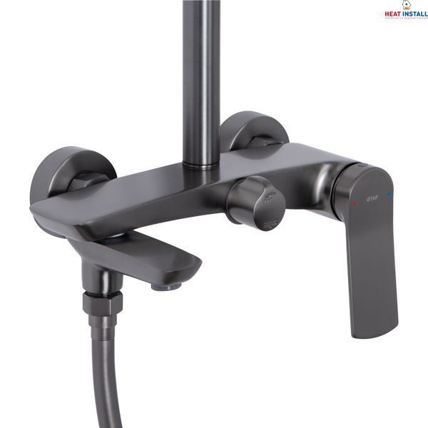 Душова система універсальна Qtap Slavonice на три споживача (з виливом) QTSLA111GMB45910 Gunmetal Black PVD SD00052034 фото