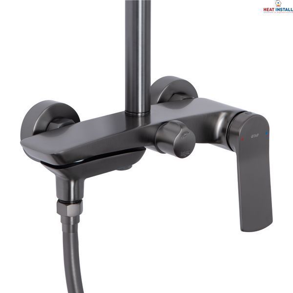 Душова система універсальна Qtap Slavonice на три споживача (з виливом) QTSLA111GMB45910 Gunmetal Black PVD SD00052034 фото