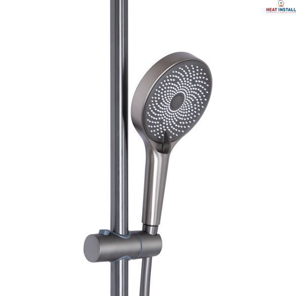 Душова система універсальна Qtap Slavonice на три споживача (з виливом) QTSLA111GMB45910 Gunmetal Black PVD SD00052034 фото