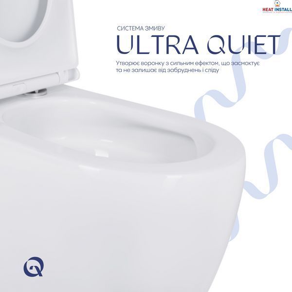 Унітаз підлоговий Qtap Robin New Ultra Quiet безобідковий з сидінням Soft-close WHITE QT13226083AW SD00052565 фото