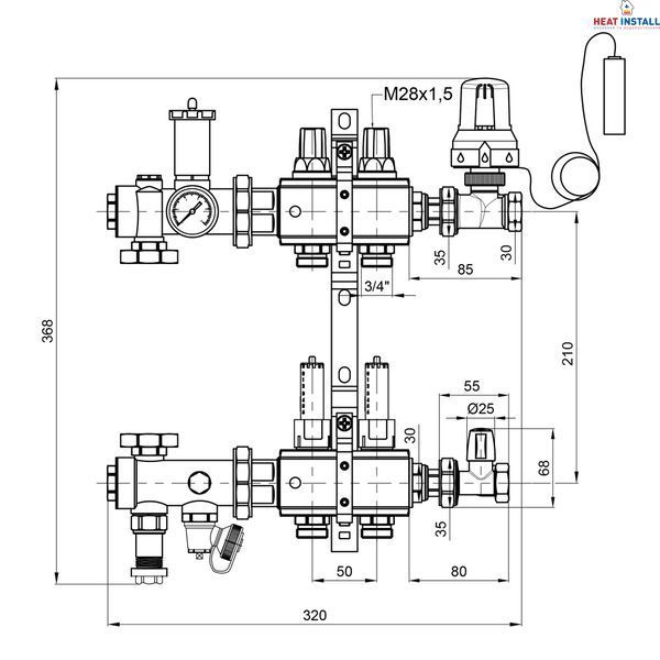 Колекторна група Icma 3/4" 2 виходи, з витратоміром №A3K013 SD00032794 фото