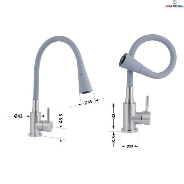 Змішувач для кухні Lidz Aria 015F31 з гнучким виливом (k35) LDARI015F31GNK31871 Grey / Nickel SD00037972 фото