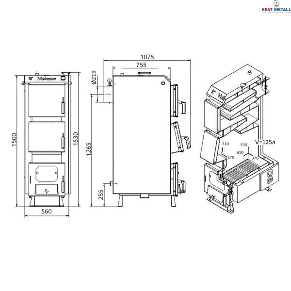 Котел твердопаливний сталевий Thermo Alliance Vulcan V 4.0 SF 35 SD00051326 фото