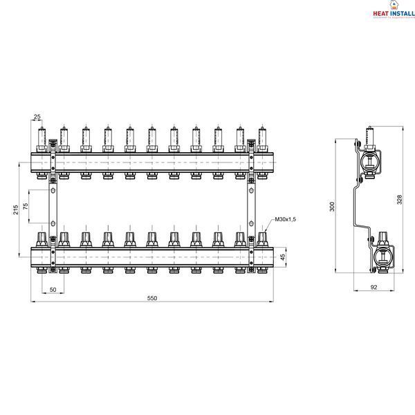 Колектор з витратомірами Thermo Alliance Forte 1" 11 виходів SF001W11 SD00039950 фото
