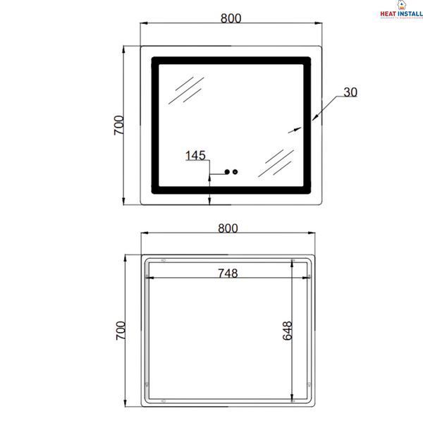 Дзеркало Lidz Kubis 700х800 з LED-підсвічуванням Touch, з антизапотіванням, з димером, рег. яскравості LD78LF904708048447 SD00054571 фото