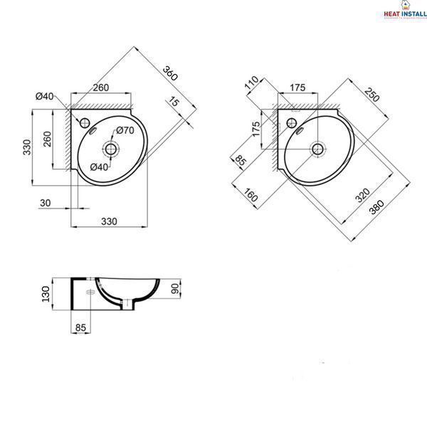 Раковина Qtap Leo 380x360x130 White QT11115010WN SD00052595 фото