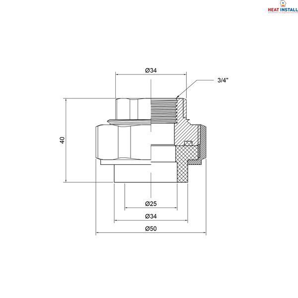 Згін "Американка" PPR Thermo Alliance 25х3/4" ВР SD00029226 фото