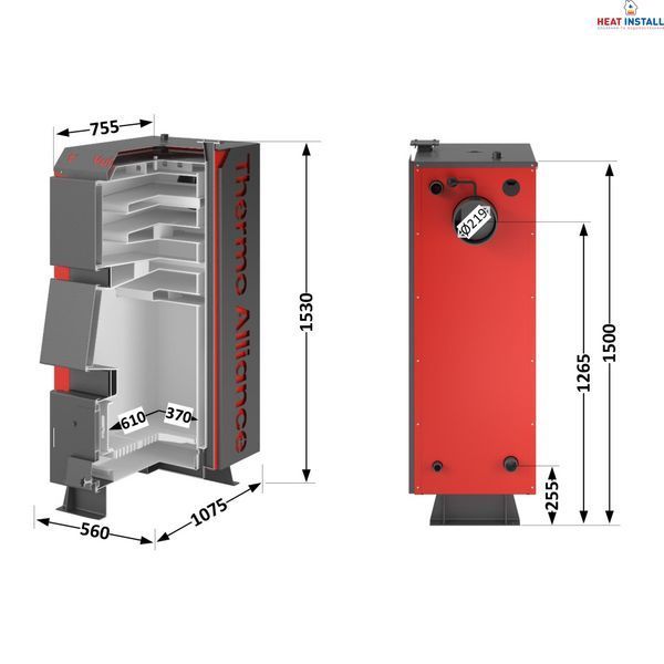 Котел твердопаливний сталевий Thermo Alliance Vulcan V 4.0 SF 35 SD00051326 фото