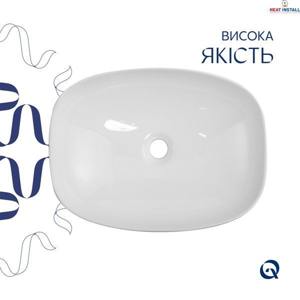 Раковина накладна Qtap Cardinal 500х380х140 мм, Marble, прямокутна, з донним клапаном QTCAR188MR49826 SD00055950 фото