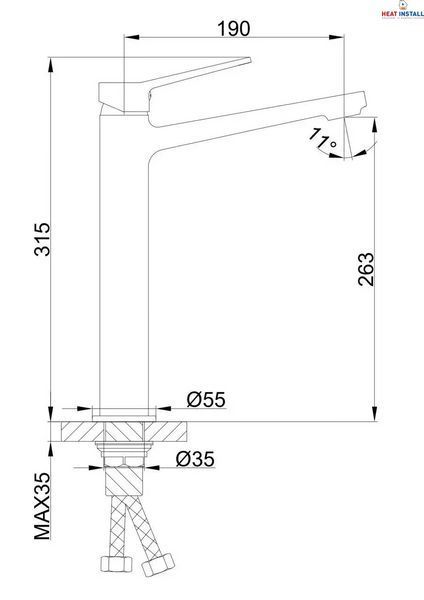 Змішувач для умивальника Frap F1061-2 високий, хром 1042380 фото