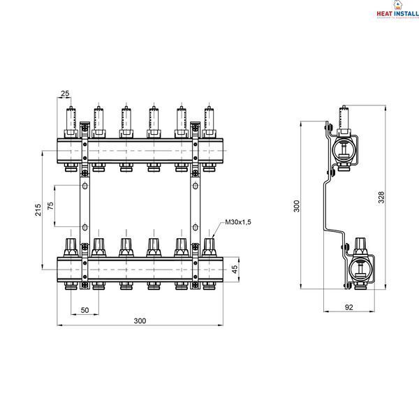 Колектор з витратомірами Thermo Alliance Forte 1" 6 виходів SF001W6 SD00039945 фото