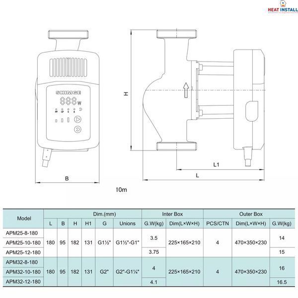 Насос циркуляційний SHIMGE APM 32-8-180, Qmax 8м&sup3; 1046155 фото