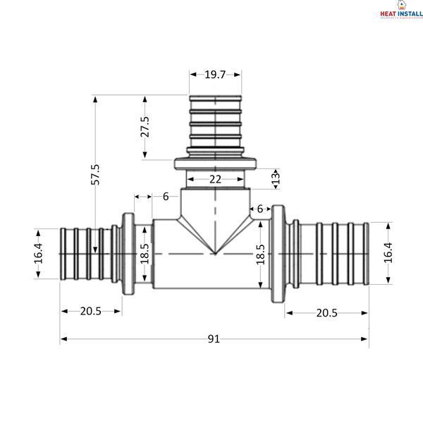 Трійник натяжний Icma №1039 d20х25х20 851039GWGXGW05 SD00053900 фото