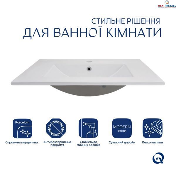 Комплект Albatross: Раковина врізна меблева 720x460x180 мм, White, прямокутна + Донний клапан Pop-up PU02O SD00054598 фото