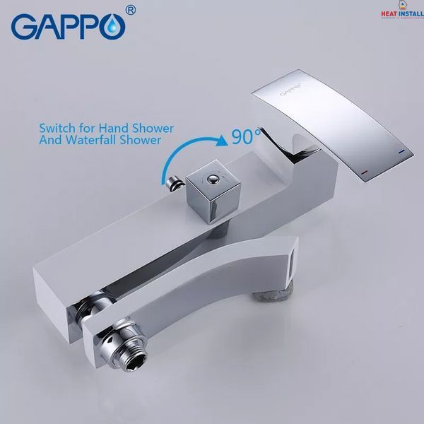 Душова система GAPPO G2407-8, вилив - перемикач на лійку, білий/хром 1034057 фото
