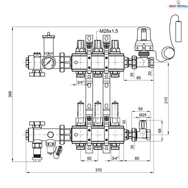 Колекторна група Icma 3/4" 3 виходи, з витратоміром №A3K013 SD00032795 фото
