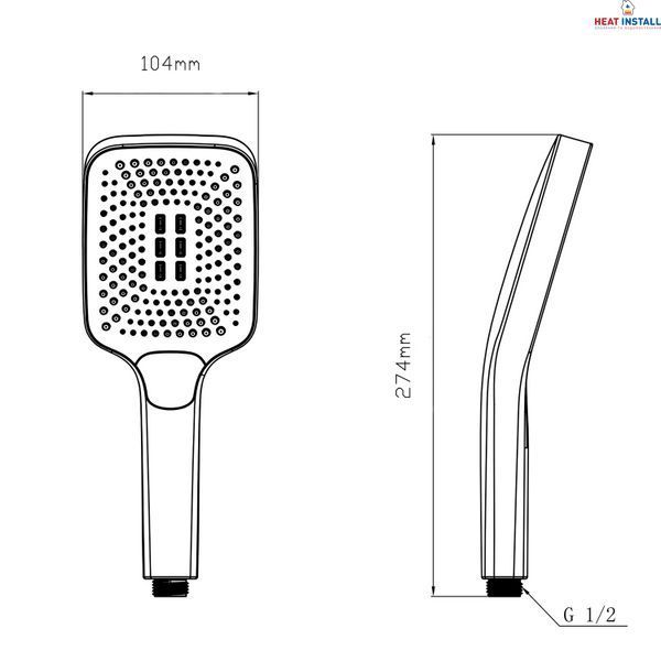 Лійка для ручного душу Qtap Rucni 140x110 мм прямокутна QTRUC125BLM45955 Black Matt SD00052079 фото