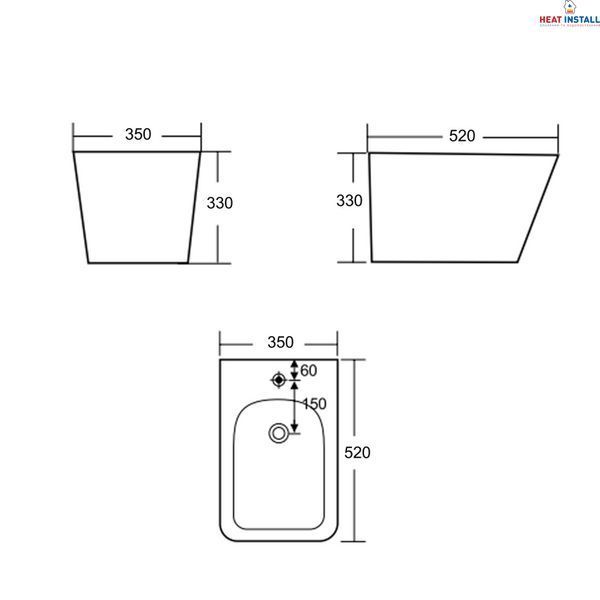 Біде підвісне Qtap Tern 520x350x330 мм, Stone grey QT17551303GSG SD00054293 фото