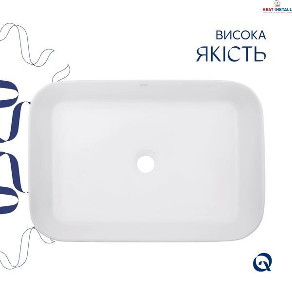 Раковина накладна Qtap Virgo N прямокутна без донного клапана WHITE QT18116308W SD00052613 фото