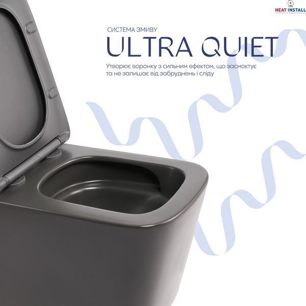Унітаз підвісний Qtap Tern Ultra Quiet 520&times;345&times;325 мм, Anthracite, з сидінням Slim Duroplast / Soft-close / Quick Release QTTER26AN48999 SD00055123 фото
