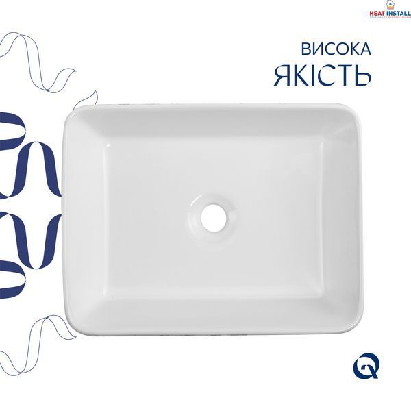 Раковина накладна Qtap Tern 480x370x135 мм, Marble, прямокутна, з донним клапаном QT17116069MR SD00054303 фото