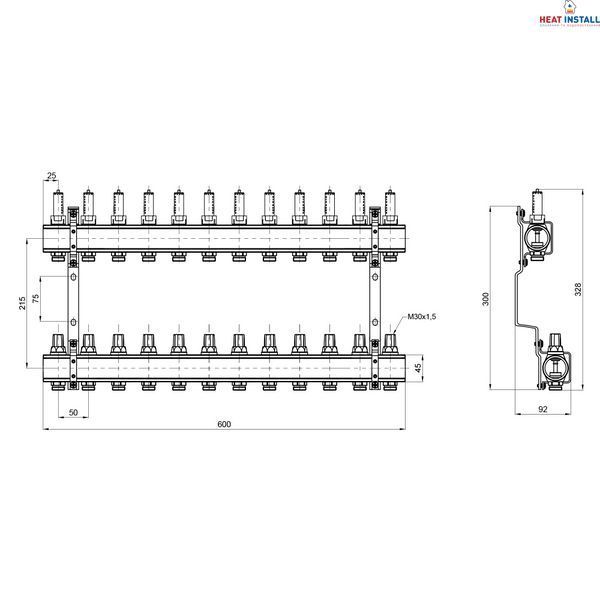 Колектор з витратомірами Thermo Alliance Forte 1" 12 виходів SF001W12 SD00039954 фото