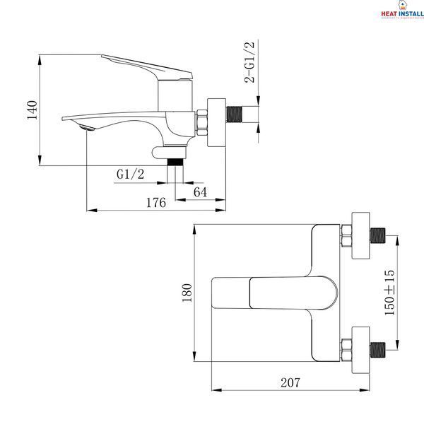 Змішувач для ванни Qtap Vlasta New (з душовим гарнітуром) QTVLA259GMB45643 Gunmetal Black PVD SD00051767 фото
