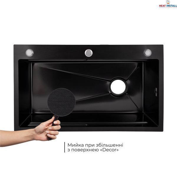 Lidz Handmade H7545B Мийка для кухні інтегрована Decor Black PVD Honeycomb 3,0/1,0 мм LDH7545BDECPVD48373 SD00054497 фото