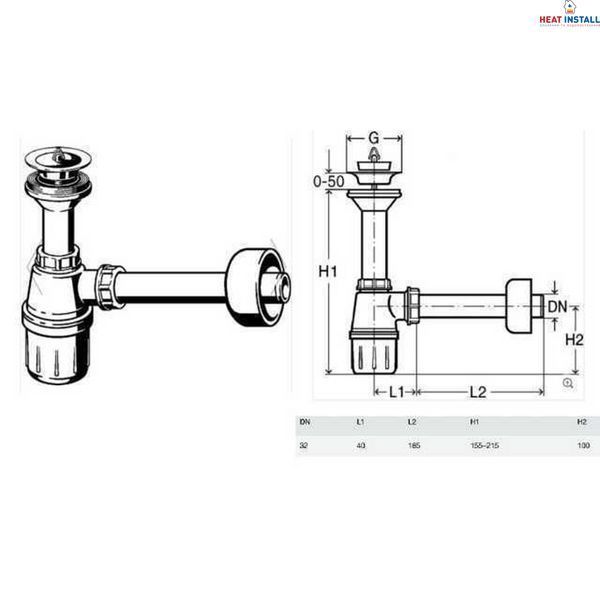 Сифон для раковини VIEGA 1 1/4 x 1 1/4&Prime; пластик білий бутил. з/г 573966 (103927) 000000811 фото